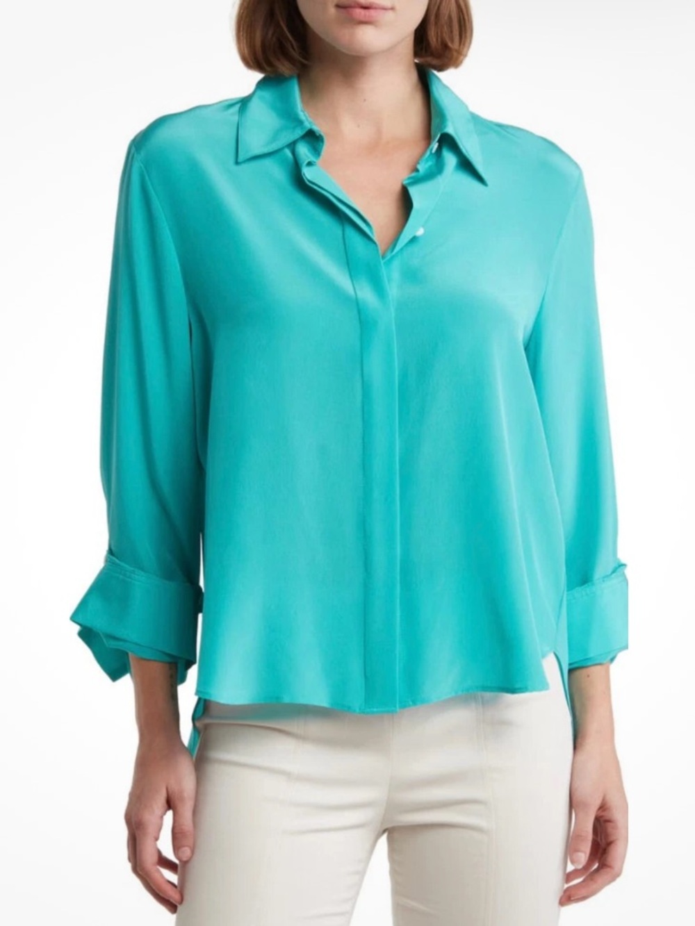 TWP Women's Silk Boyfriend Long Sleeve Button Up Shirt Size small $435